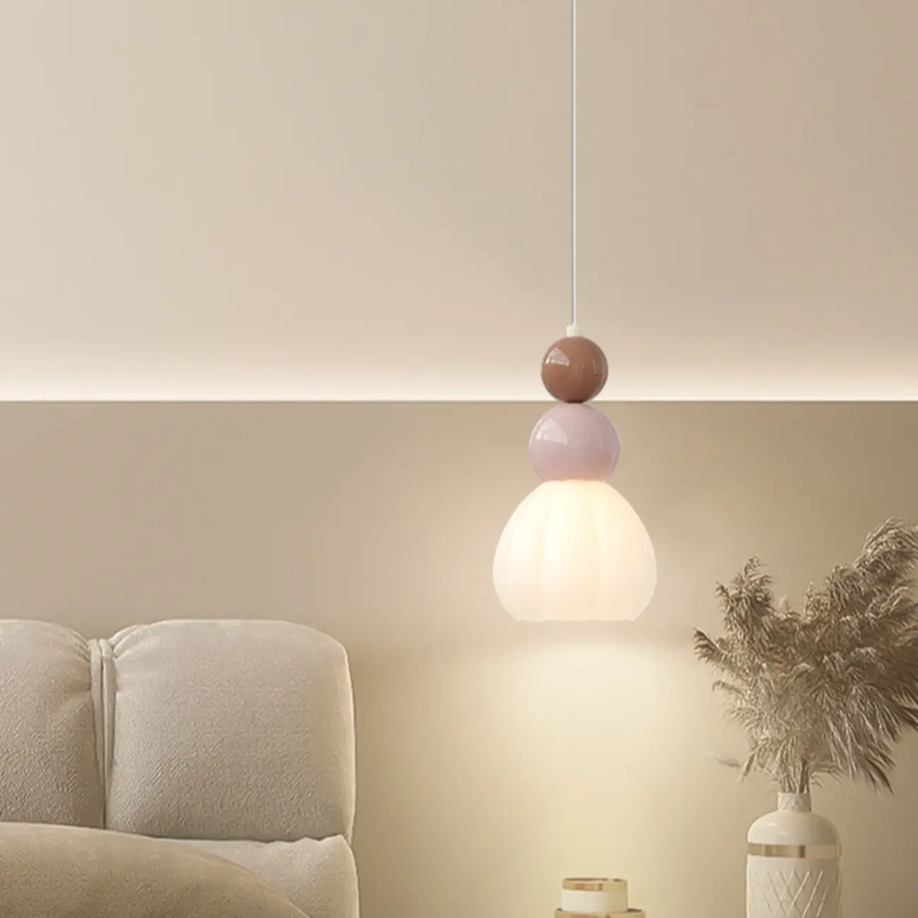 Modern Milk Cocoa Glass Floral Pendant Light Image - 11 | homeyfad