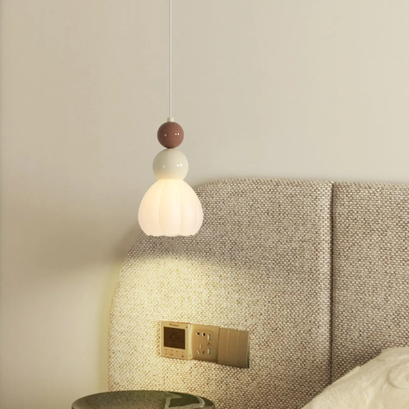 Modern Milk Cocoa Glass Floral Pendant Light Image - 12 | homeyfad