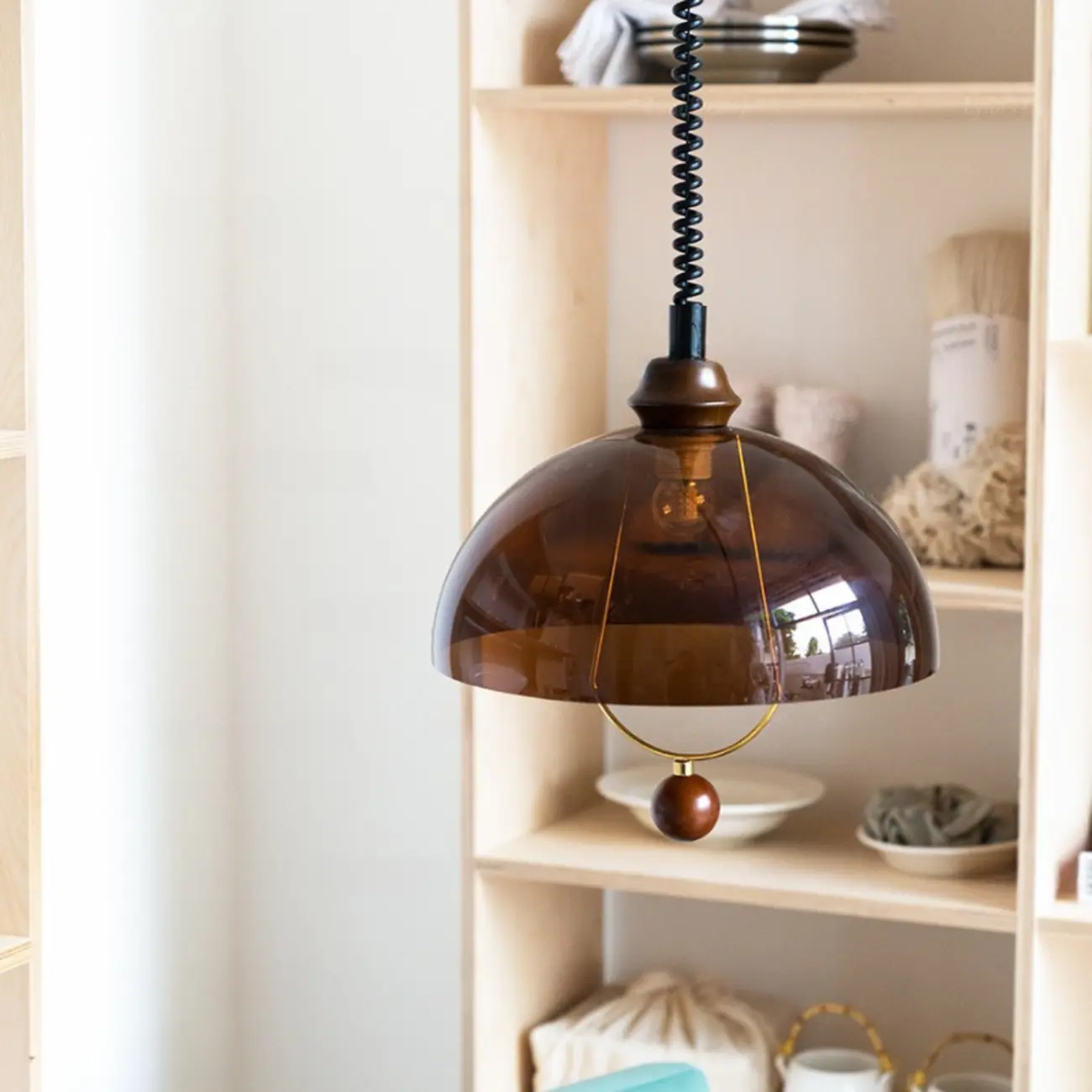Modern Brown Dome Adjustable Pendant Lighting Image - 1 | homeyfad
