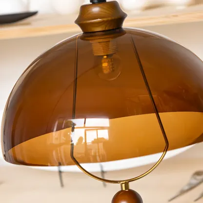 Modern Brown Dome Adjustable Pendant Lighting Image - 5
