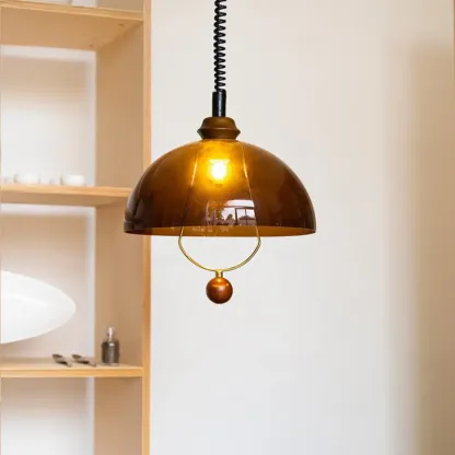 Modern Brown Dome Adjustable Pendant Lighting Image - 6