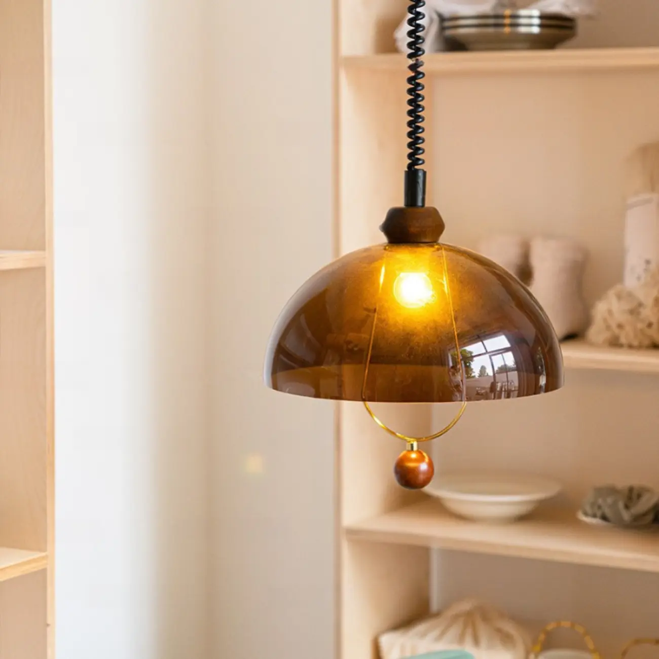 Modern Brown Dome Adjustable Pendant Lighting Image - 7 | homeyfad