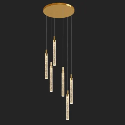 Modern Spiral Crystal Gold LED Chandelier Pendant Light Image - 2