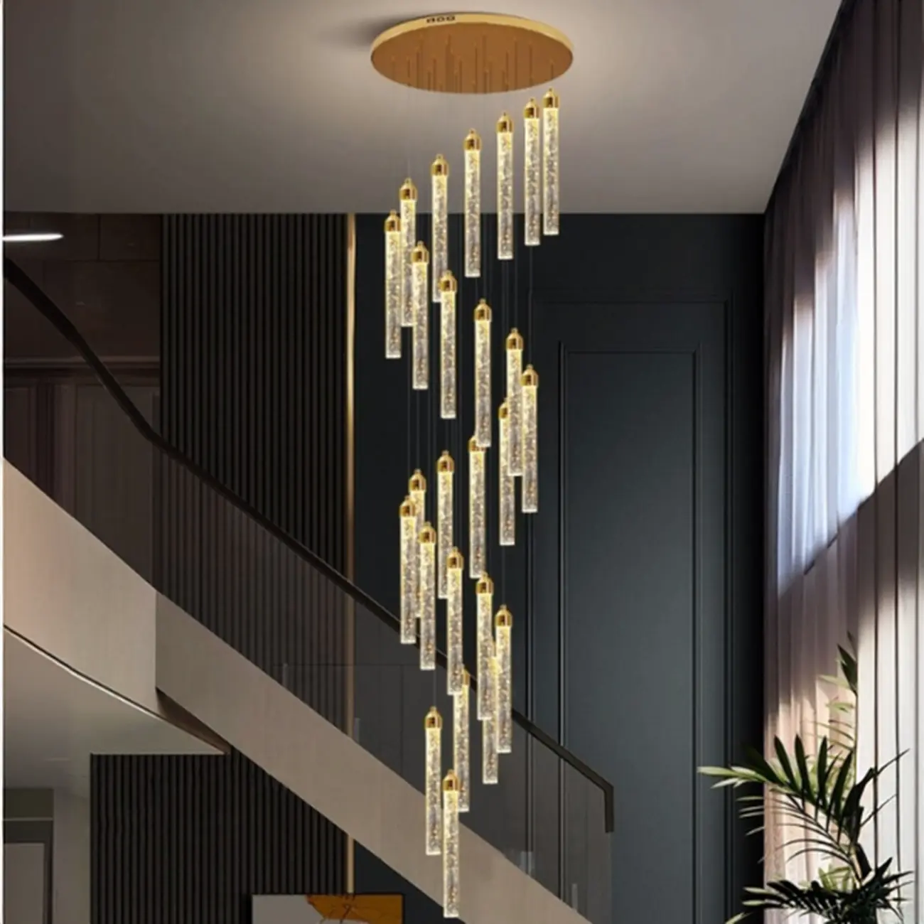 Modern Spiral Crystal Gold LED Chandelier Pendant Light Image - 6 | homeyfad