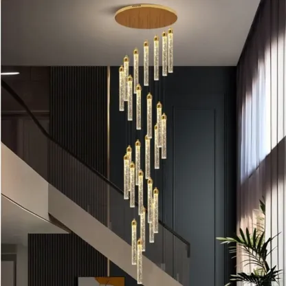 Modern Spiral Crystal Gold LED Chandelier Pendant Light Image - 6
