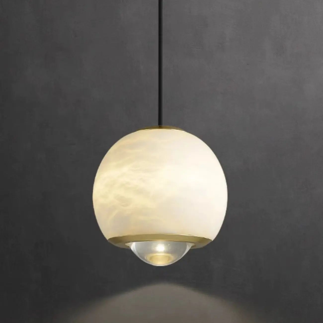 Nordic Stone and Metal Spherical Hanging Pendant Light Image - 3 | homeyfad