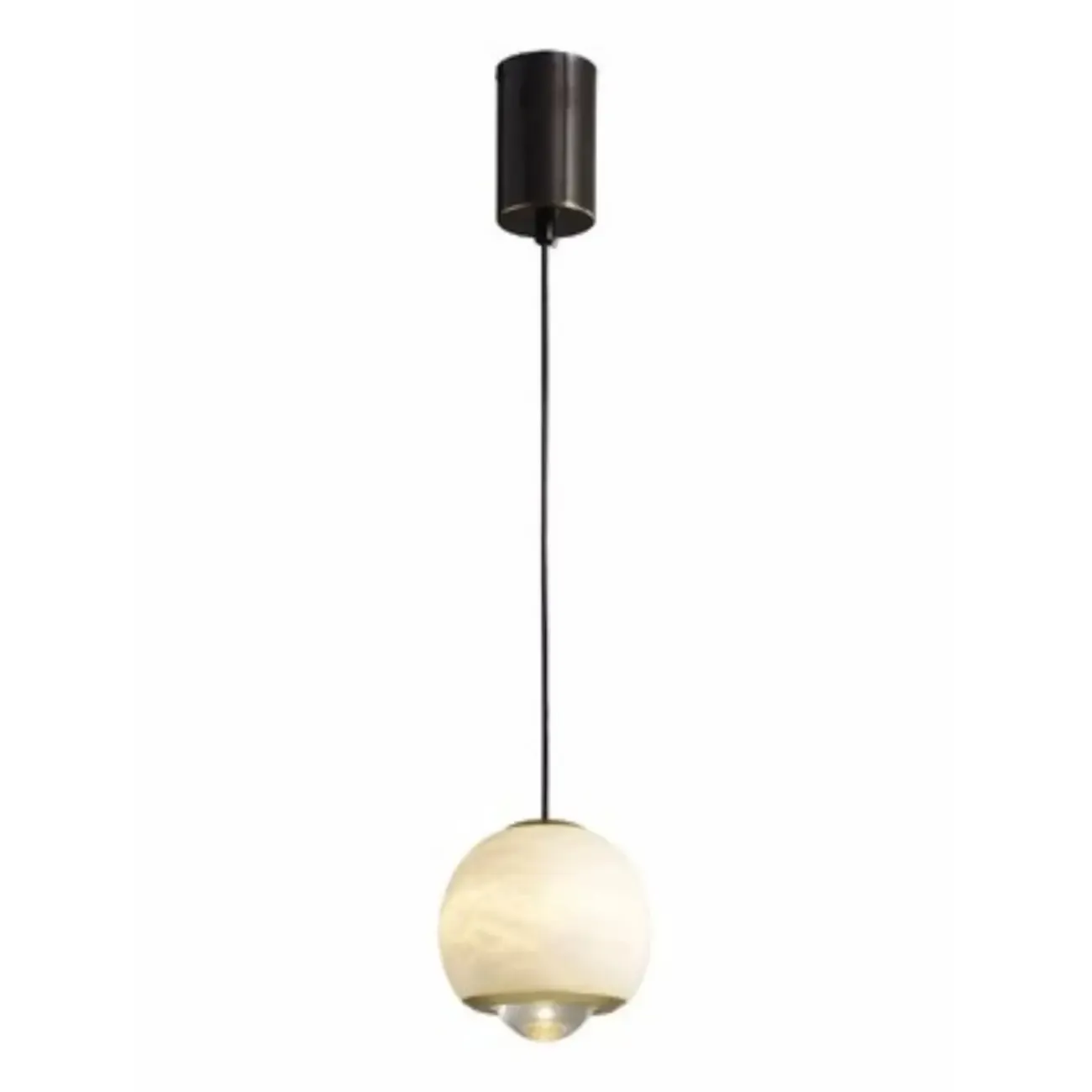 Nordic Stone and Metal Spherical Hanging Pendant Light Image - 6