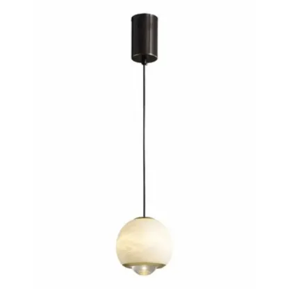 Nordic Stone and Metal Spherical Hanging Pendant Light Image - 6