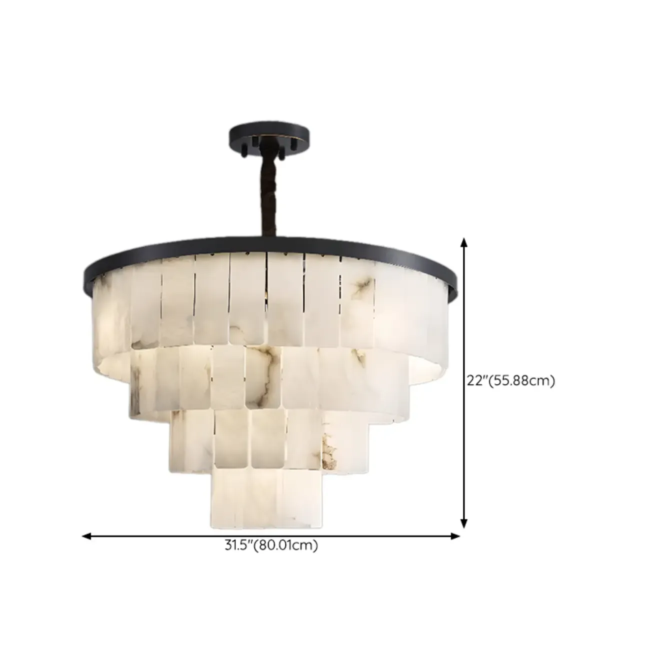 Timeless Tiered Circular Black Metallic Alabaster Chandelier Image - 16