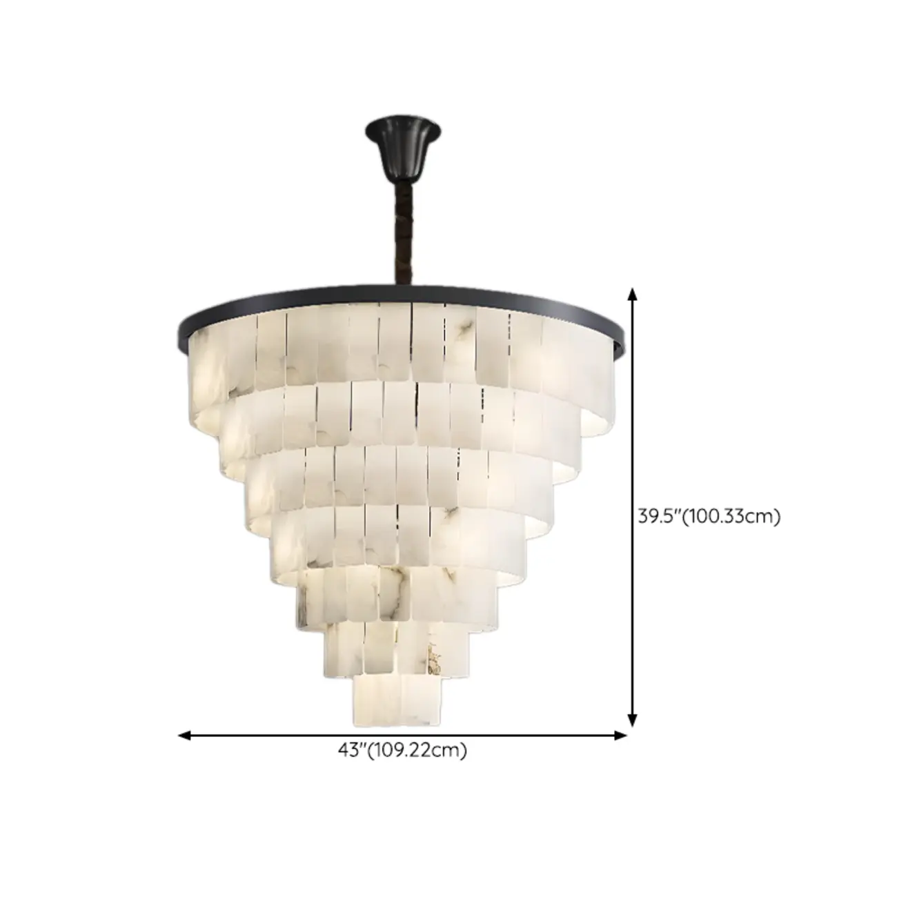 Timeless Tiered Circular Black Metallic Alabaster Chandelier Image - 17 | homeyfad