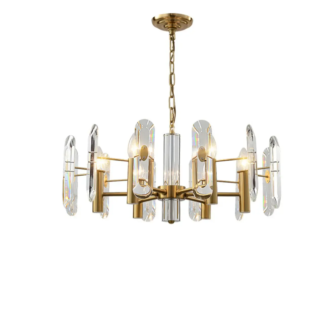 Gold Crystal Linear Black Modern Chandelier Light Image - 6