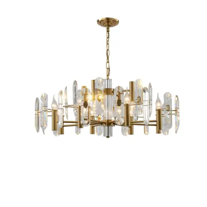 Gold Crystal Linear Black Modern Chandelier Light Image - 7