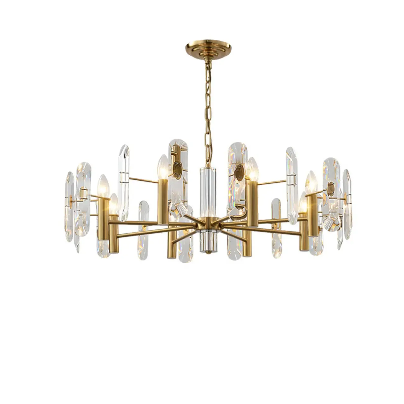 Gold Crystal Linear Black Modern Chandelier Light Image - 8