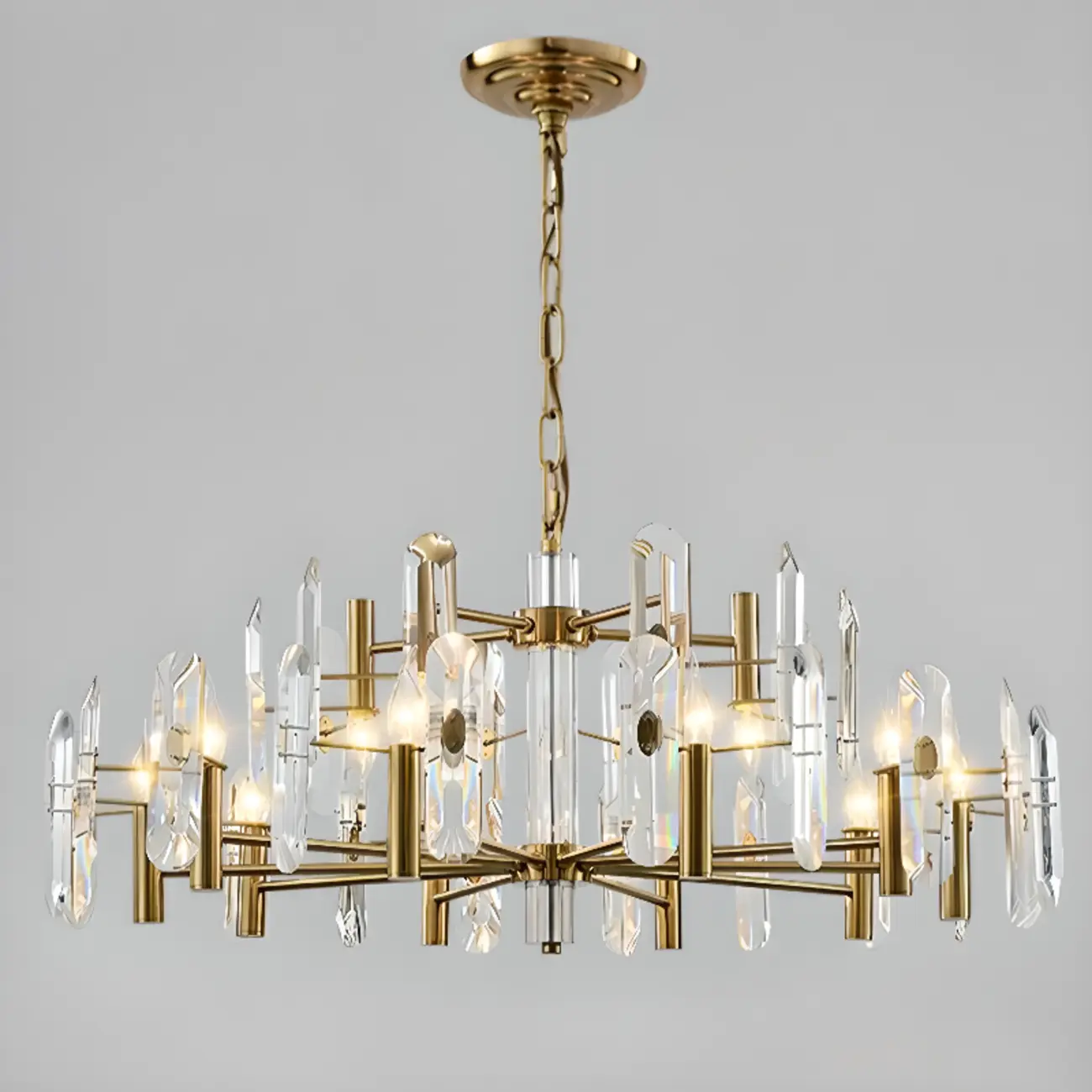 Gold Crystal Linear Black Modern Chandelier Light Image - 9 | homeyfad