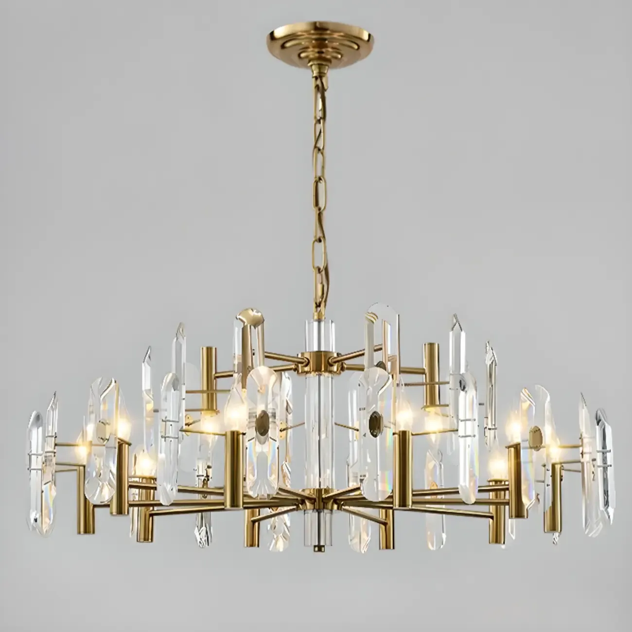 Gold Crystal Linear Black Modern Chandelier Light Image - 9
