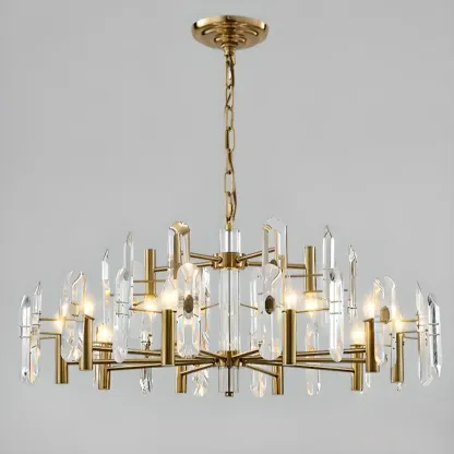 Gold Crystal Linear Black Modern Chandelier Light Image - 9