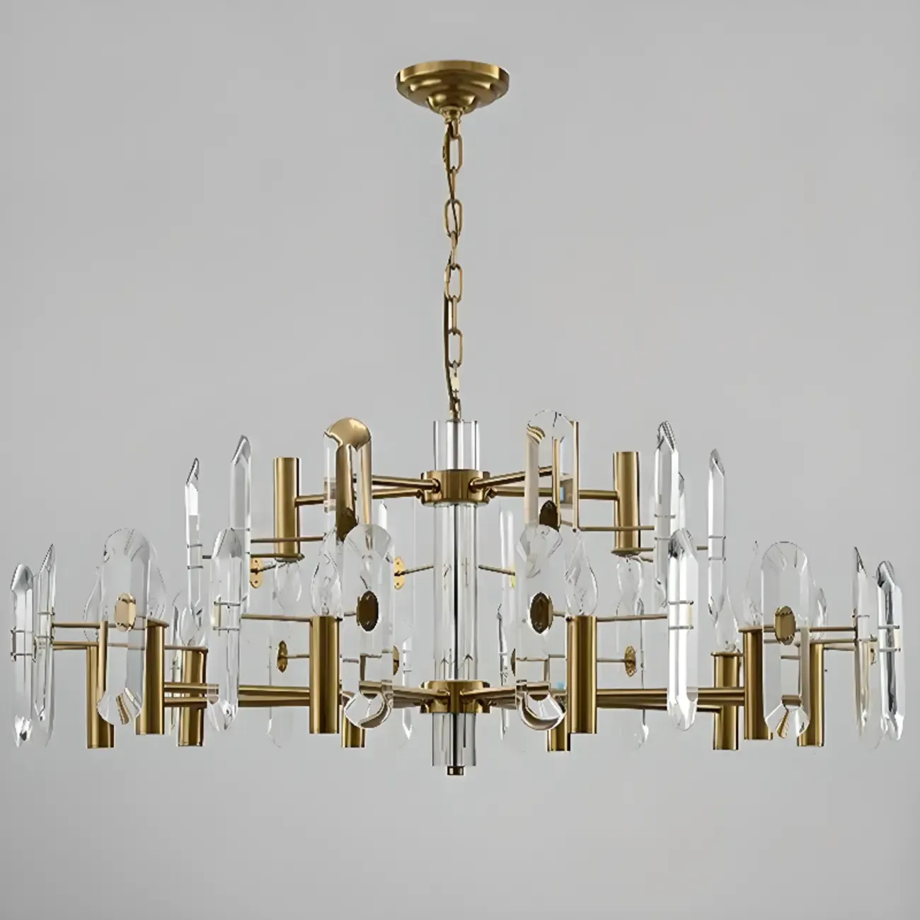 Gold Crystal Linear Black Modern Chandelier Light Image - 10