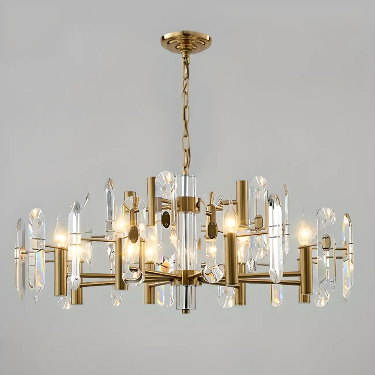 Gold Crystal Linear Black Modern Chandelier Light Image - 11 | homeyfad