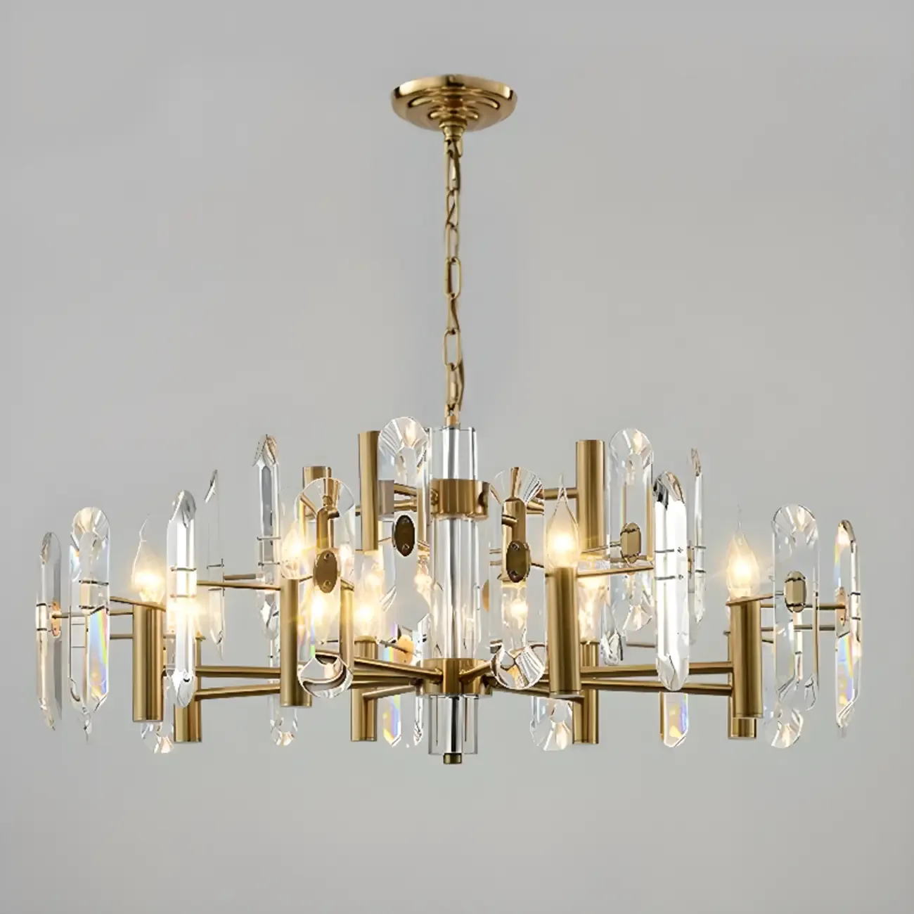 Gold Crystal Linear Black Modern Chandelier Light Image - 11