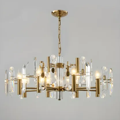 Gold Crystal Linear Black Modern Chandelier Light Image - 11