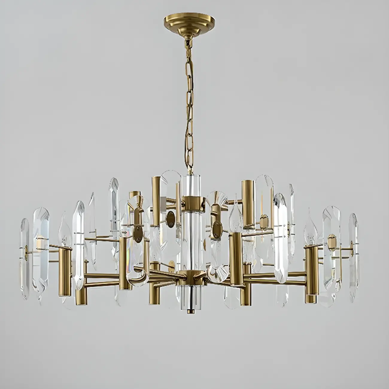 Gold Crystal Linear Black Modern Chandelier Light Image - 12 | homeyfad