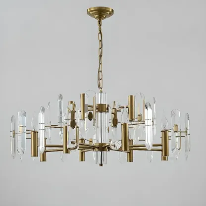 Gold Crystal Linear Black Modern Chandelier Light Image - 12