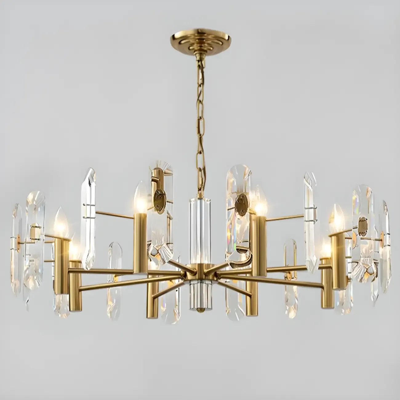 Gold Crystal Linear Black Modern Chandelier Light Image - 13