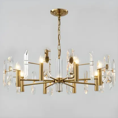Gold Crystal Linear Black Modern Chandelier Light Image - 13
