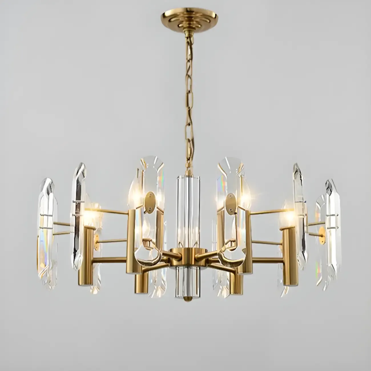 Gold Crystal Linear Black Modern Chandelier Light Image - 14