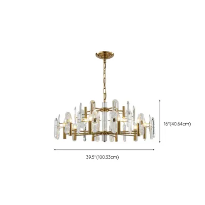 Gold Crystal Linear Black Modern Chandelier Light Image - 22