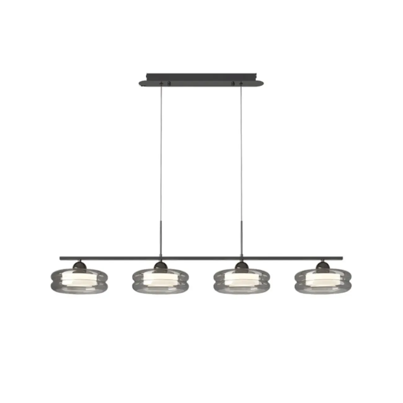Modern Grey Glass Island Pendant Light with Adjustable Fixture Image - 5