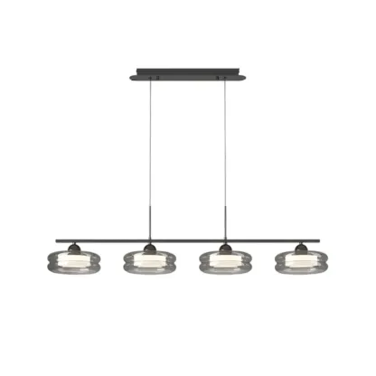 Modern Grey Glass Island Pendant Light with Adjustable Fixture Image - 5