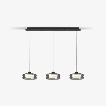 Modern Grey Glass Island Pendant Light with Adjustable Fixture Image - 6