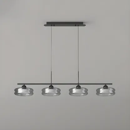 Modern Grey Glass Island Pendant Light with Adjustable Fixture Image - 9