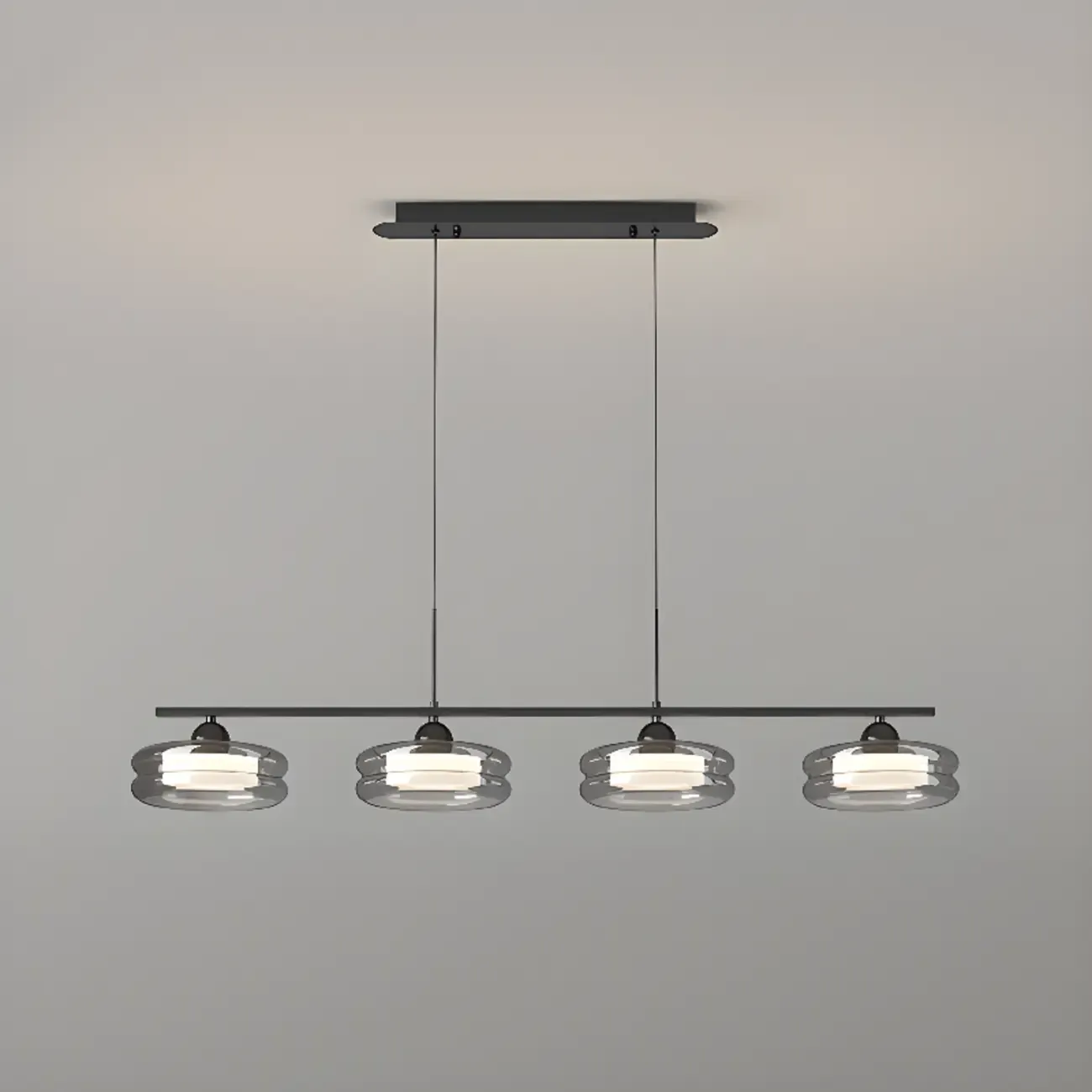 Modern Grey Glass Island Pendant Light with Adjustable Fixture Image - 10