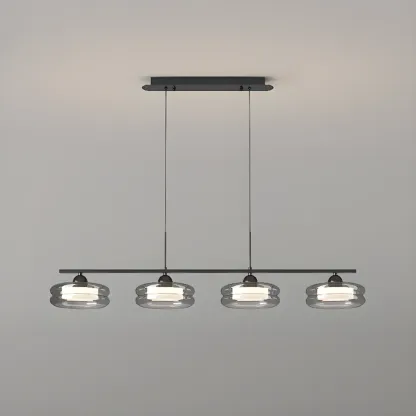 Modern Grey Glass Island Pendant Light with Adjustable Fixture Image - 10