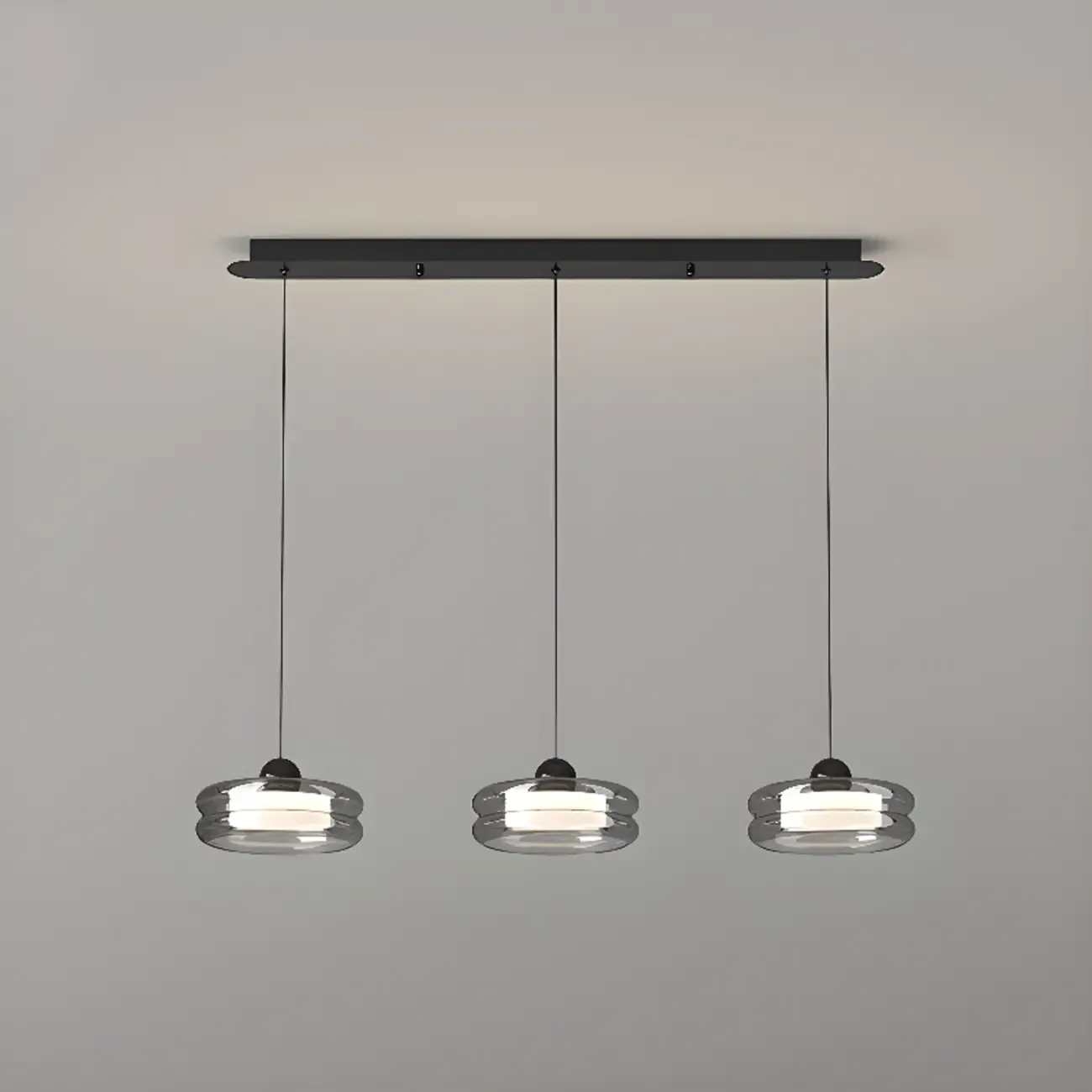 Modern Grey Glass Island Pendant Light with Adjustable Fixture Image - 11