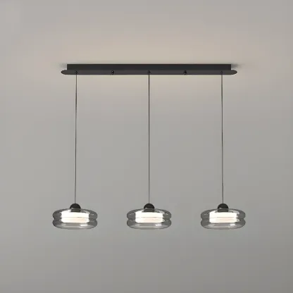 Modern Grey Glass Island Pendant Light with Adjustable Fixture Image - 11