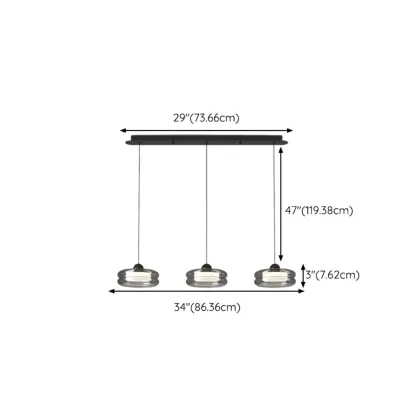 Modern Grey Glass Island Pendant Light with Adjustable Fixture #size