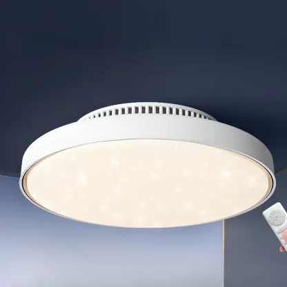 17" Modern Flush Mount Bladeless Ceiling Fan Light with Remote