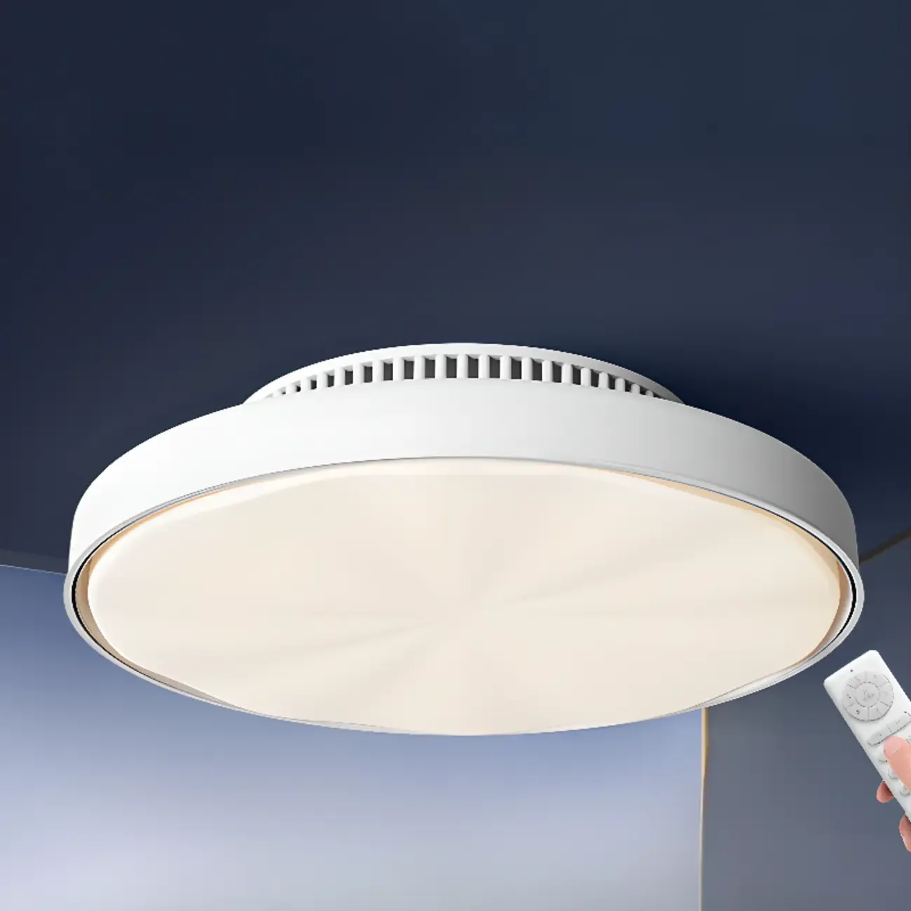 17" Modern Flush Mount Bladeless Ceiling Fan Light with Remote