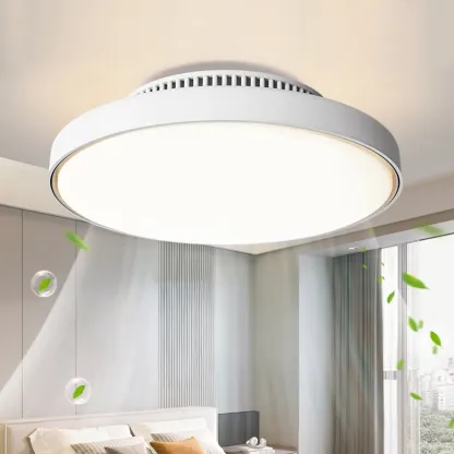 17" Modern Flush Mount Bladeless Ceiling Fan Light with Remote