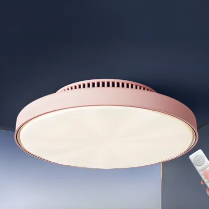 17" Modern Flush Mount Bladeless Ceiling Fan Light with Remote