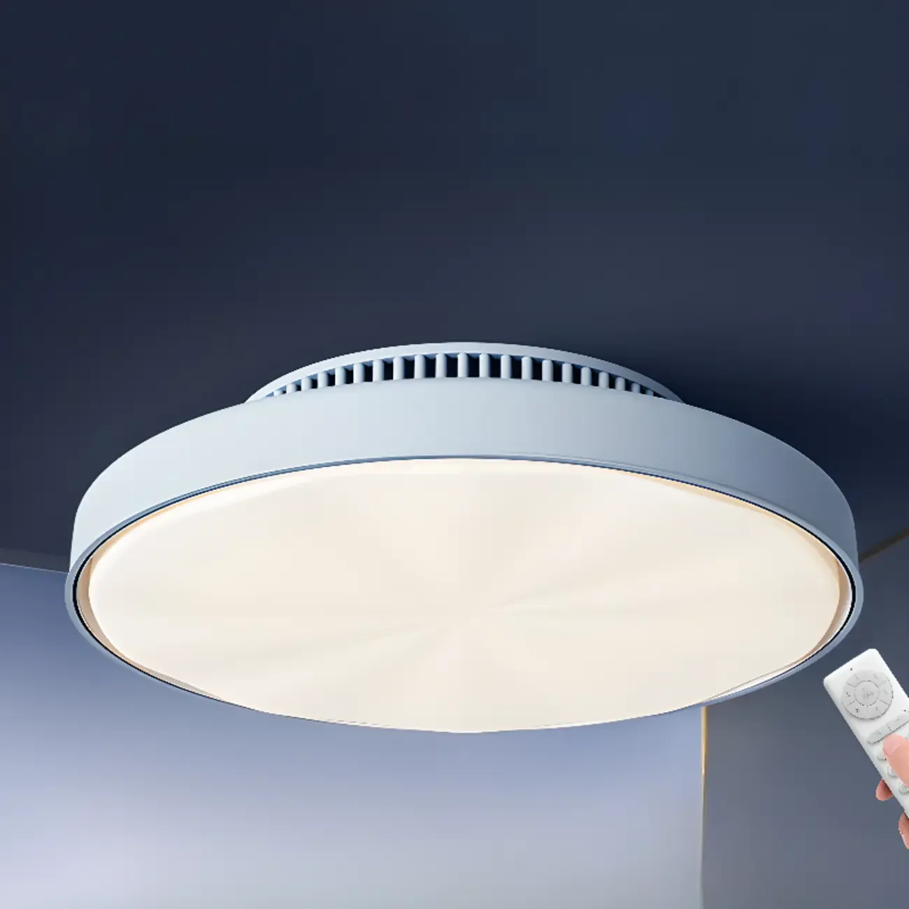 17" Modern Flush Mount Bladeless Ceiling Fan Light with Remote