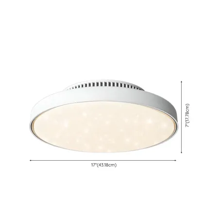 17" Modern Flush Mount Bladeless Ceiling Fan Light with Remote