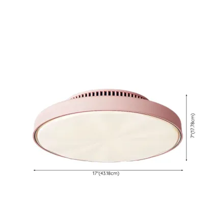 17" Modern Flush Mount Bladeless Ceiling Fan Light with Remote
