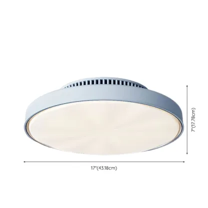 17" Modern Flush Mount Bladeless Ceiling Fan Light with Remote