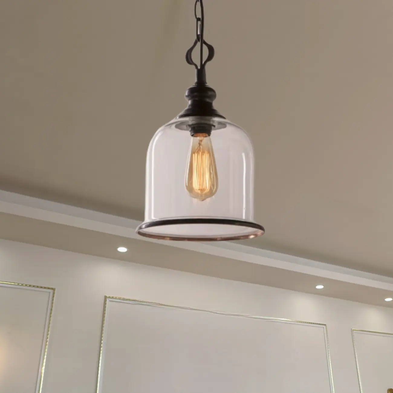 Mini Clear Bell Glass Shade Kitchen Pendant Light Image - 1 | homeyfad