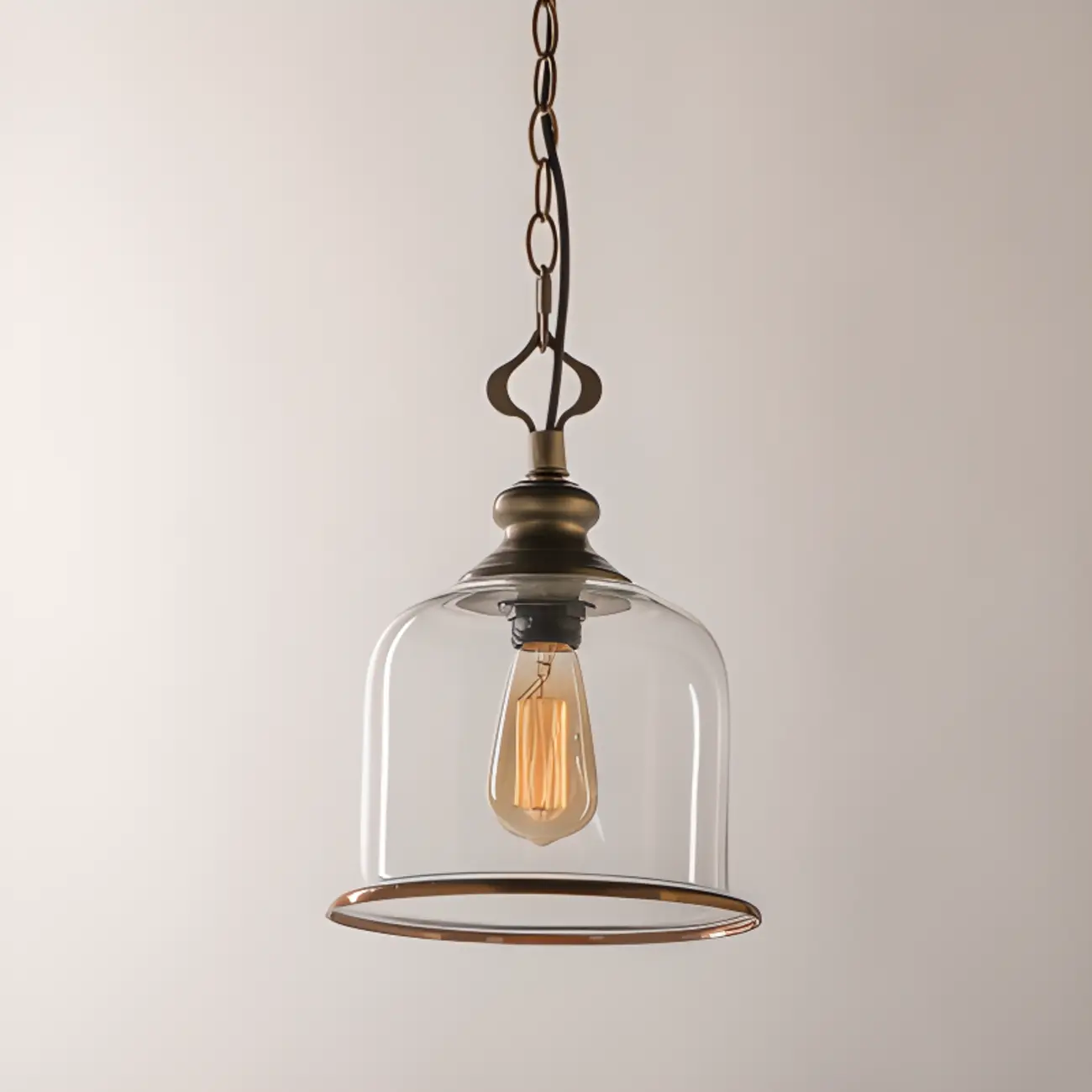 Mini Clear Bell Glass Shade Kitchen Pendant Light Image - 2 | homeyfad