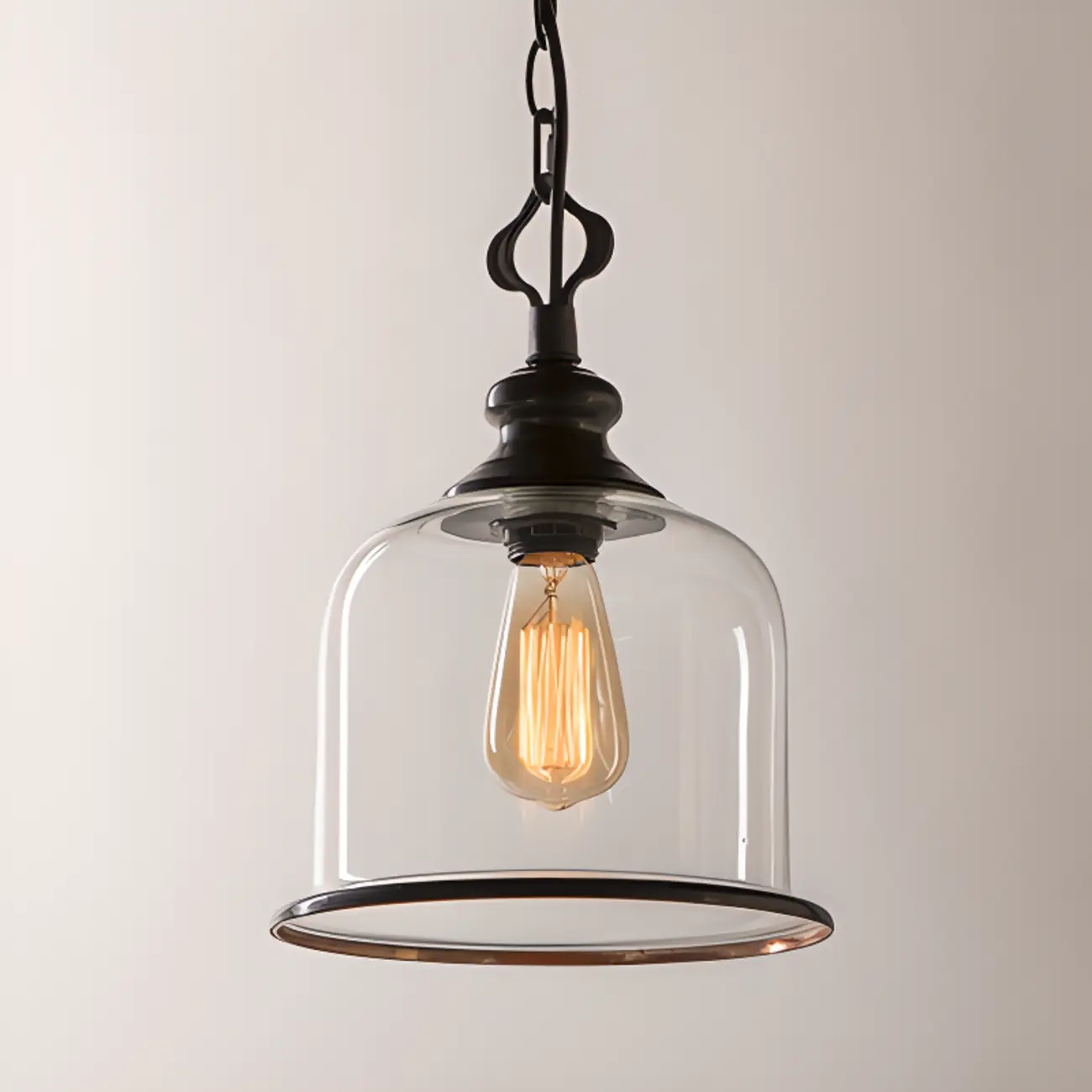 Mini Clear Bell Glass Shade Kitchen Pendant Light Image - 3 | homeyfad